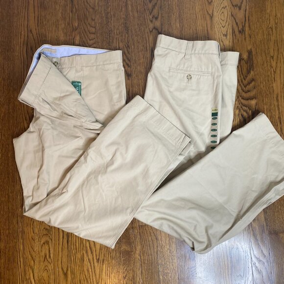 (2) L.L. Bean Classic Fit khaki pants NWT size 38 X 32 mens 100% cotton Lot of 2 - Picture 6 of 6